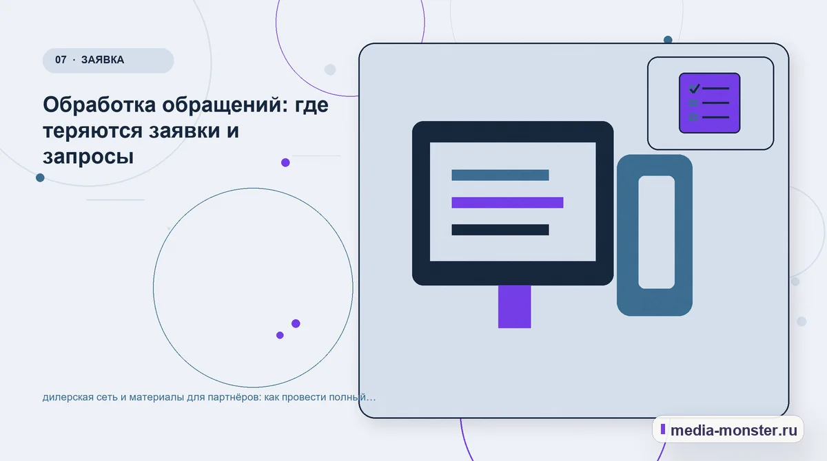 Каналы и точки контакта. Заявка, после которой можно продолжать подбор: иллюстрация к статье «Дилерская сеть и материалы для партнёров: аудит спроса и обработки обращений»