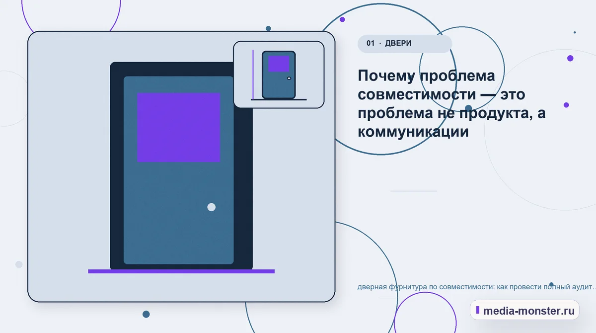 Изображение 1: Ключевая тема материала — Дверная фурнитура по совместимости: аудит спроса и обработки обращений | Media Monster Ключевая тема материала. Дверная фурнитура по совместимости: с чего начать выбор: иллюстрация к статье «Дверная фурнитура по совместимости: аудит спроса и обработки обращений»