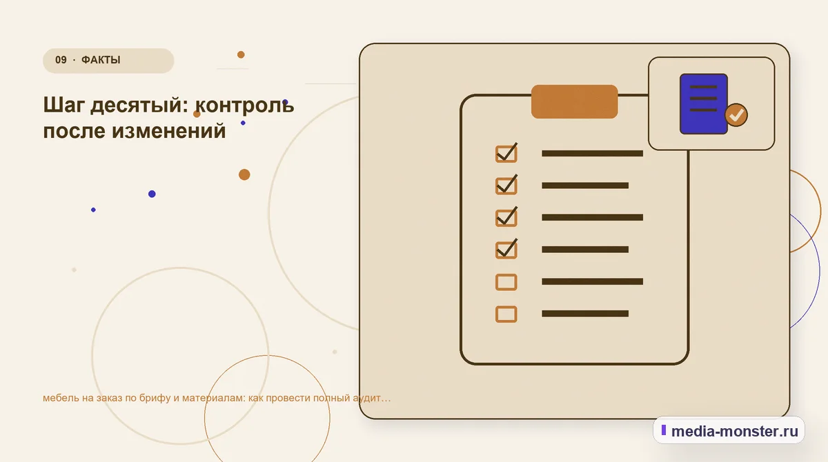 Изображение 9: Контрольные показатели — Мебель на заказ по брифу и материалам: аудит спроса и обработки обращений | Media Monster Контрольные показатели. Редакторская проверка перед публикацией: иллюстрация к статье «Мебель на заказ по брифу и материалам: аудит спроса и обработки обращений»