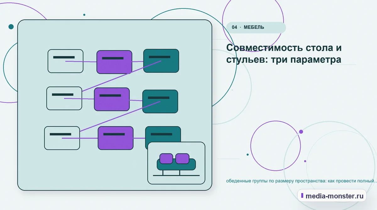Структура решения. Совместимость стола и стульев: три параметра: иллюстрация к статье «обеденные группы по размеру пространства: как провести полный аудит спроса, страниц и обработки…
