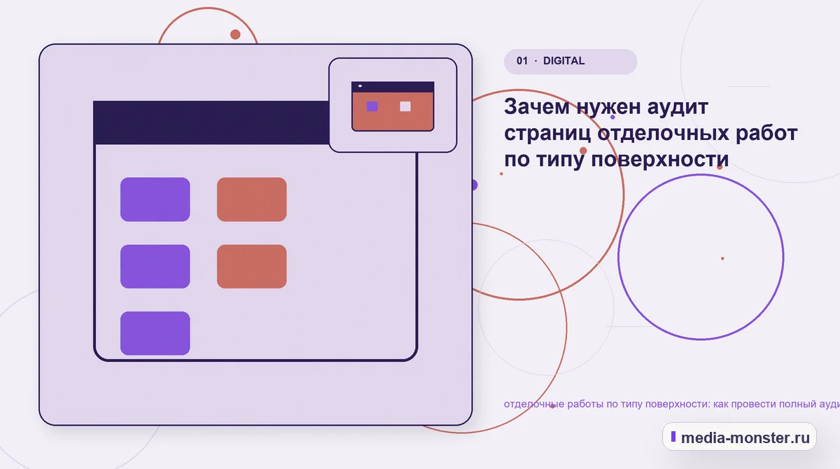 Ключевая тема материала. Зачем нужен аудит страниц отделочных работ по типу поверхности: иллюстрация к статье «отделочные работы по типу поверхности: как провести полный аудит спроса,…