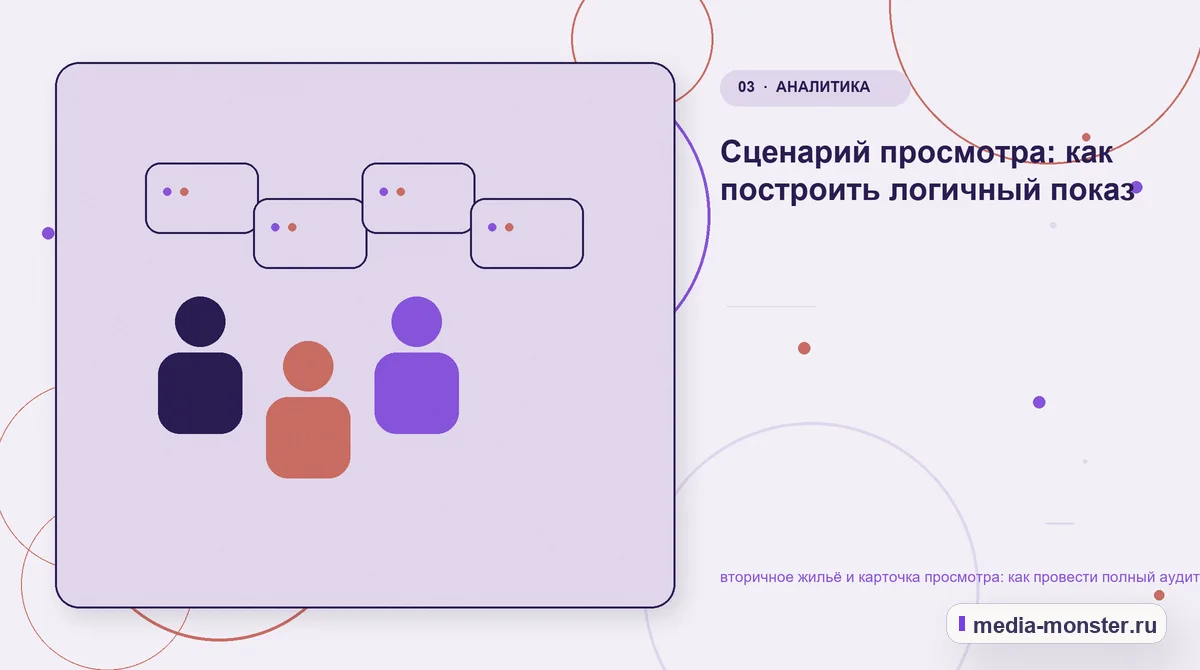 Аудитория и сценарий выбора. Сценарий просмотра: как построить логичный показ: иллюстрация к статье «вторичное жильё и карточка просмотра: как провести полный аудит спроса, страниц и…