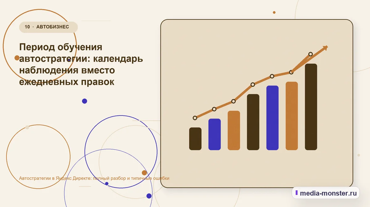 Автостратегии в Яндекс Директе: полный разбор и типичные ошибки — иллюстрация к разделу «Период обучения автостратегии: календарь наблюдения вместо ежедневных правок»