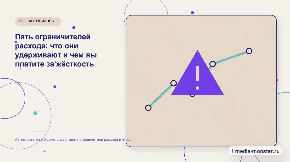 Автостратегия и бюджет: где ставить ограничители расхода и что делать при скачке цены заявки — иллюстрация к разделу «Пять ограничителей расхода: что они удерживают и чем вы платите за жёсткость»