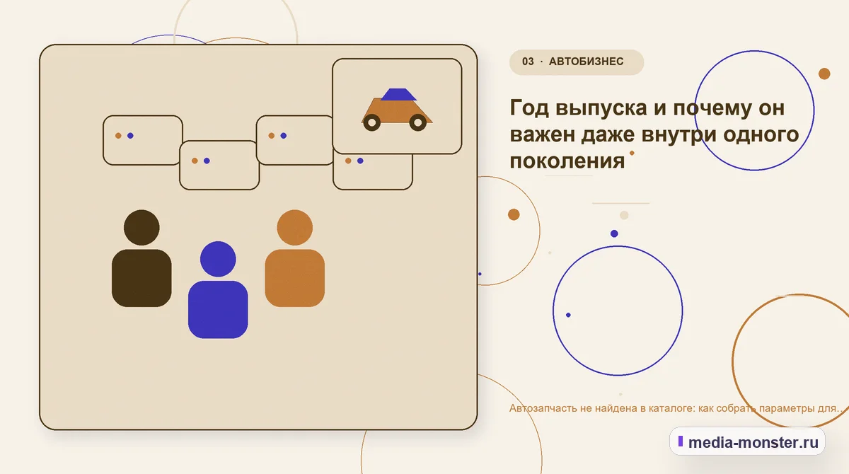 Изображение 3: Аудитория и сценарий выбора — Автозапчасть не найдена в каталоге: как собрать параметры для точного подбора | Media Monster Аудитория и сценарий выбора. Год выпуска и почему он важен даже внутри одного поколения: иллюстрация к статье «Автозапчасть не найдена в каталоге: как собрать параметры для точного подбора»