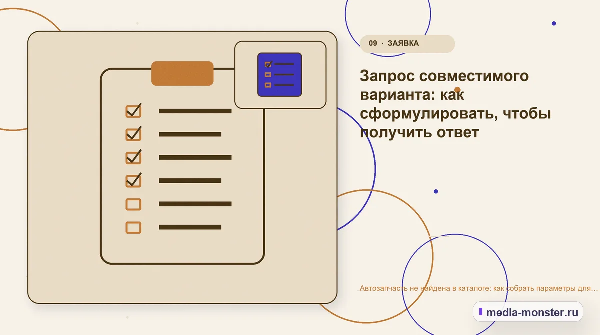 Контрольные показатели. Запрос совместимого варианта: как сформулировать, чтобы получить ответ: иллюстрация к статье «Автозапчасть не найдена в каталоге: как собрать параметры для точного…