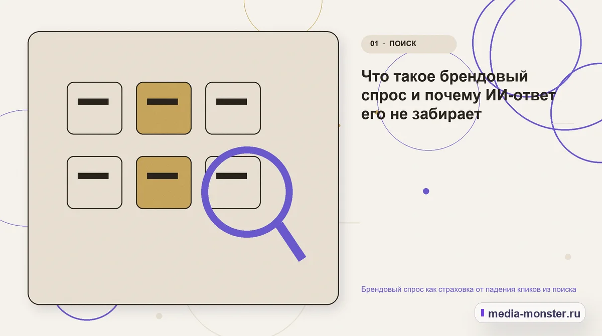 Брендовый спрос как страховка от падения кликов из поиска — иллюстрация к разделу «Что такое брендовый спрос и почему ИИ-ответ его не забирает»