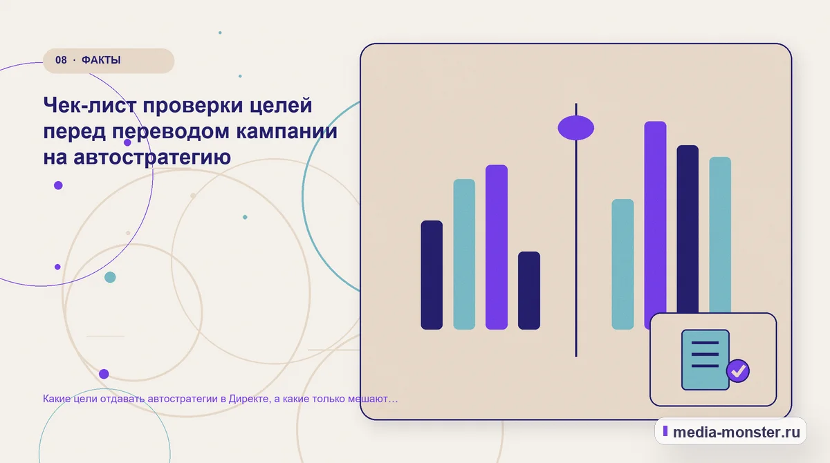 Изображение 8: Сравнение вариантов — Какие цели отдавать автостратегии в Директе, а какие только мешают ей обучаться | Media Monster Сравнение вариантов. Чек-лист проверки целей перед переводом кампании на автостратегию: иллюстрация к статье «Какие цели отдавать автостратегии в Директе, а какие только мешают ей обучаться»