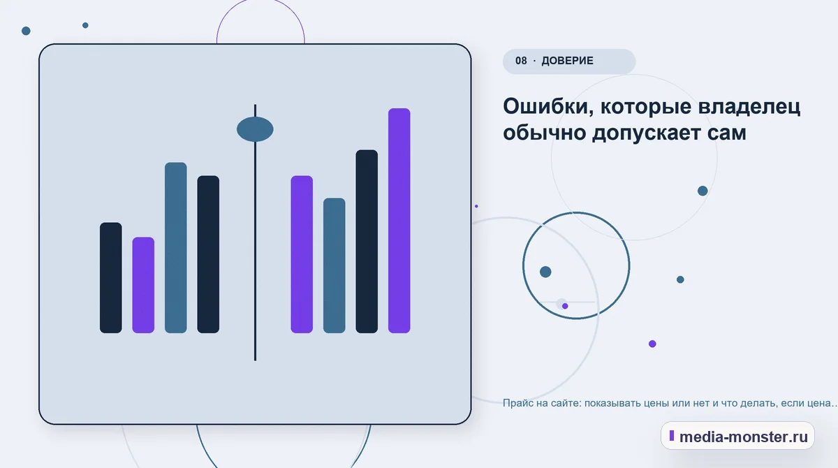 Изображение 8: Сравнение вариантов — Прайс на сайте: показывать цены или нет и что делать, если цена индивидуальная | Media Monster Сравнение вариантов. Ошибки, которые владелец обычно допускает сам: иллюстрация к статье «Прайс на сайте: показывать цены или нет и что делать, если цена индивидуальная»