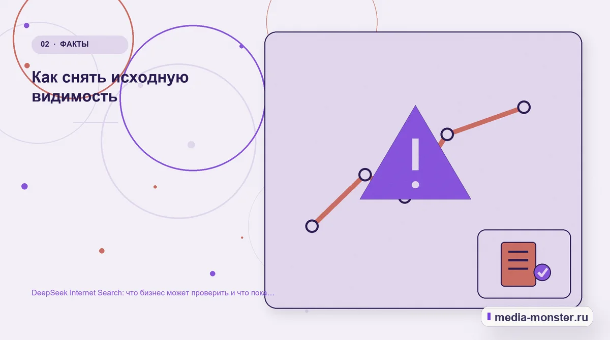 Проблема и точка потери. Как снять исходную видимость: иллюстрация к статье «DeepSeek Internet Search: что бизнес может проверить и что пока нельзя обещать»