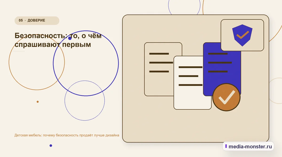 Изображение 5: Данные и доказательства — Детская мебель: почему безопасность продаёт лучше дизайна | Media Monster Данные и доказательства. Безопасность: то, о чём спрашивают первым: иллюстрация к статье «Детская мебель: почему безопасность продаёт лучше дизайна»