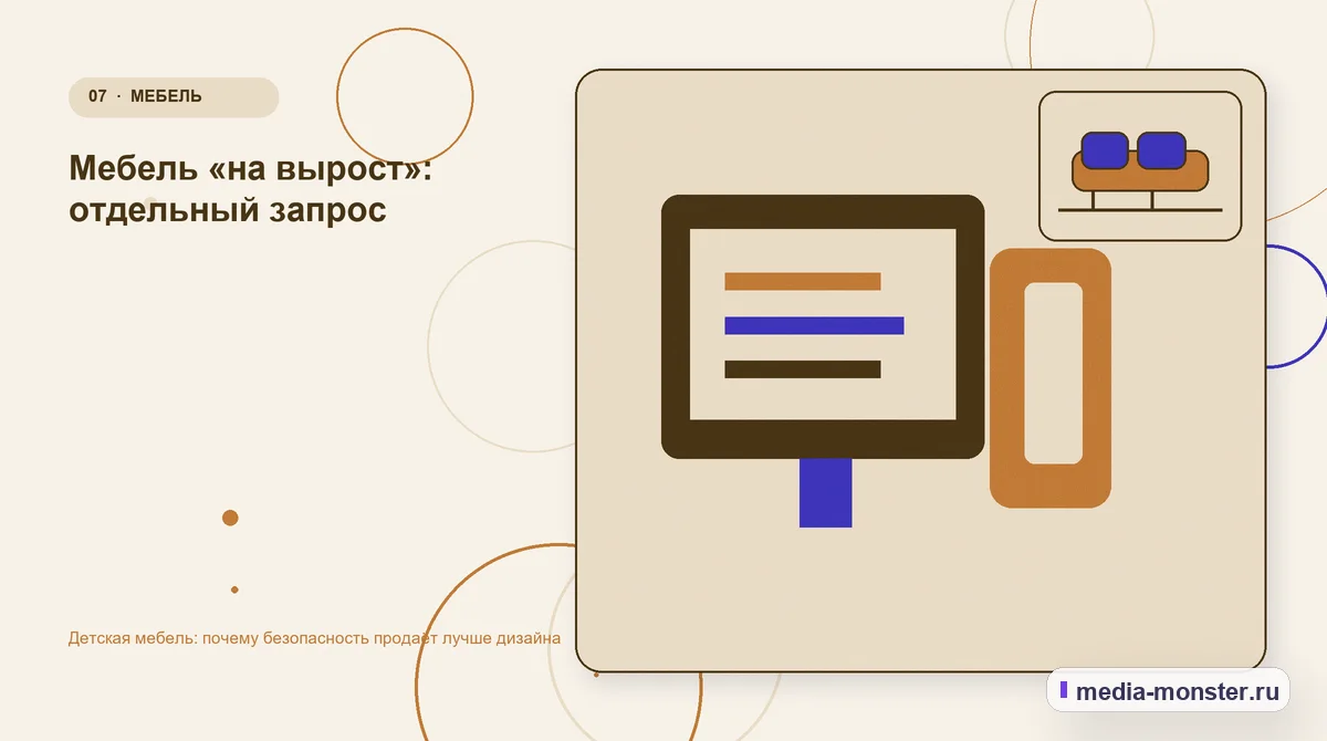 Изображение 7: Каналы и точки контакта — Детская мебель: почему безопасность продаёт лучше дизайна | Media Monster Каналы и точки контакта. Мебель «на вырост»: отдельный запрос: иллюстрация к статье «Детская мебель: почему безопасность продаёт лучше дизайна»