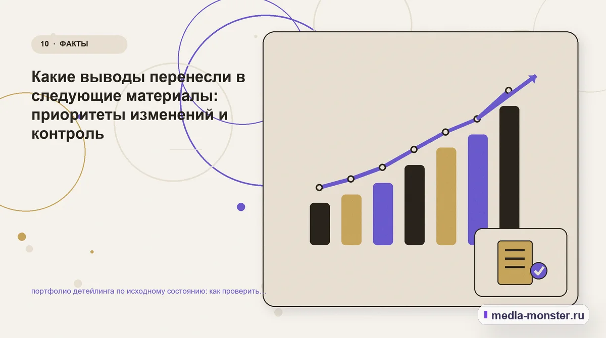 Итог и следующий шаг. Как зафиксировать результат проверки: иллюстрация к статье «Как проверить страницу про портфолио детейлинга по исходному состоянию: содержание, ограничения и форма»