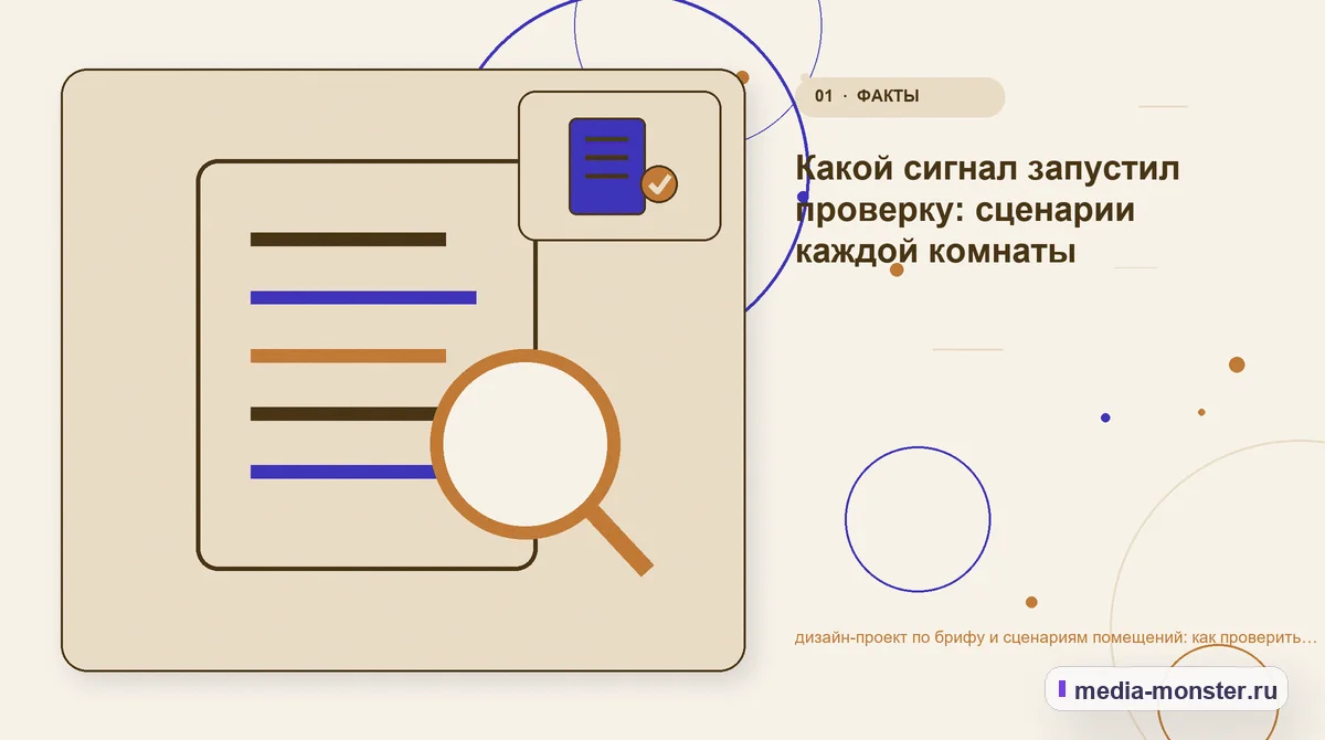 Ключевая тема материала. Какой сигнал запустил проверку: сценарии каждой комнаты: иллюстрация к статье «дизайн-проект по брифу и сценариям помещений: как проверить страницу, контент и…