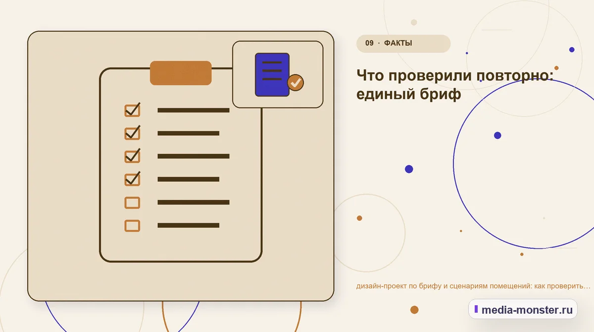 Изображение 9: Контрольные показатели — Диагностика страницы про дизайн-проект по брифу и сценариям помещений: что мешает выбору и заявке | Media Monster Контрольные показатели. Пять вопросов перед первой правкой: иллюстрация к статье «Диагностика страницы про дизайн-проект по брифу и сценариям помещений: что мешает выбору и заявке»