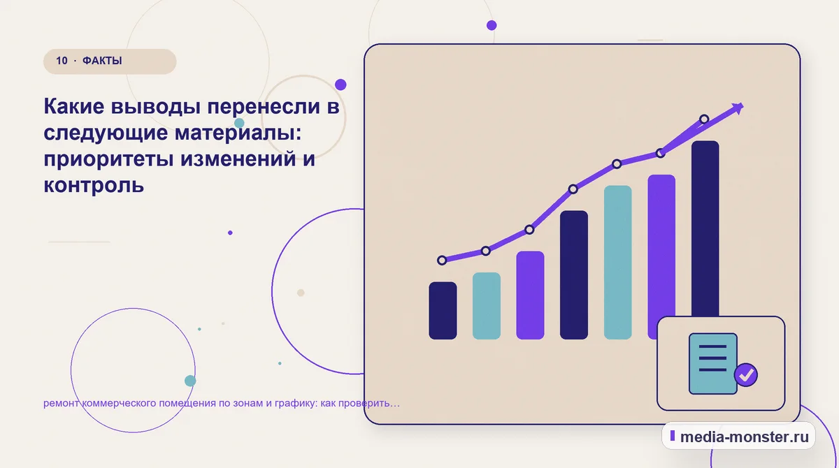 Изображение 10: Итог и следующий шаг — Как проверить страницу про ремонт коммерческого помещения по зонам и графику: содержание, ограничения и форма | Media Monster Итог и следующий шаг. Как зафиксировать результат проверки: иллюстрация к статье «Как проверить страницу про ремонт коммерческого помещения по зонам и графику: содержание, ограничения и…