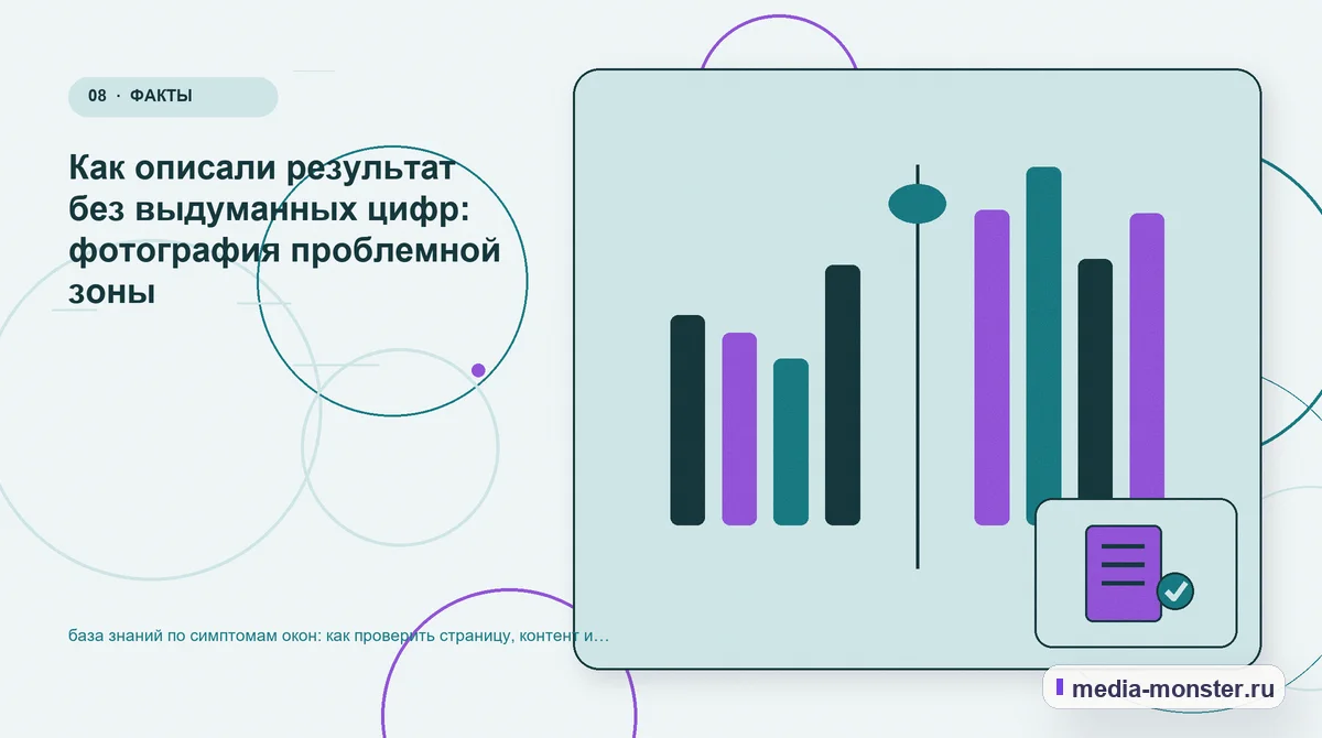 Изображение 8: Сравнение вариантов — база знаний по симптомам окон: как проверить страницу, контент и маршрут обращения | Media Monster Сравнение вариантов. Как описали результат без выдуманных цифр: фотография проблемной зоны: иллюстрация к статье «база знаний по симптомам окон: как проверить страницу, контент и маршрут…