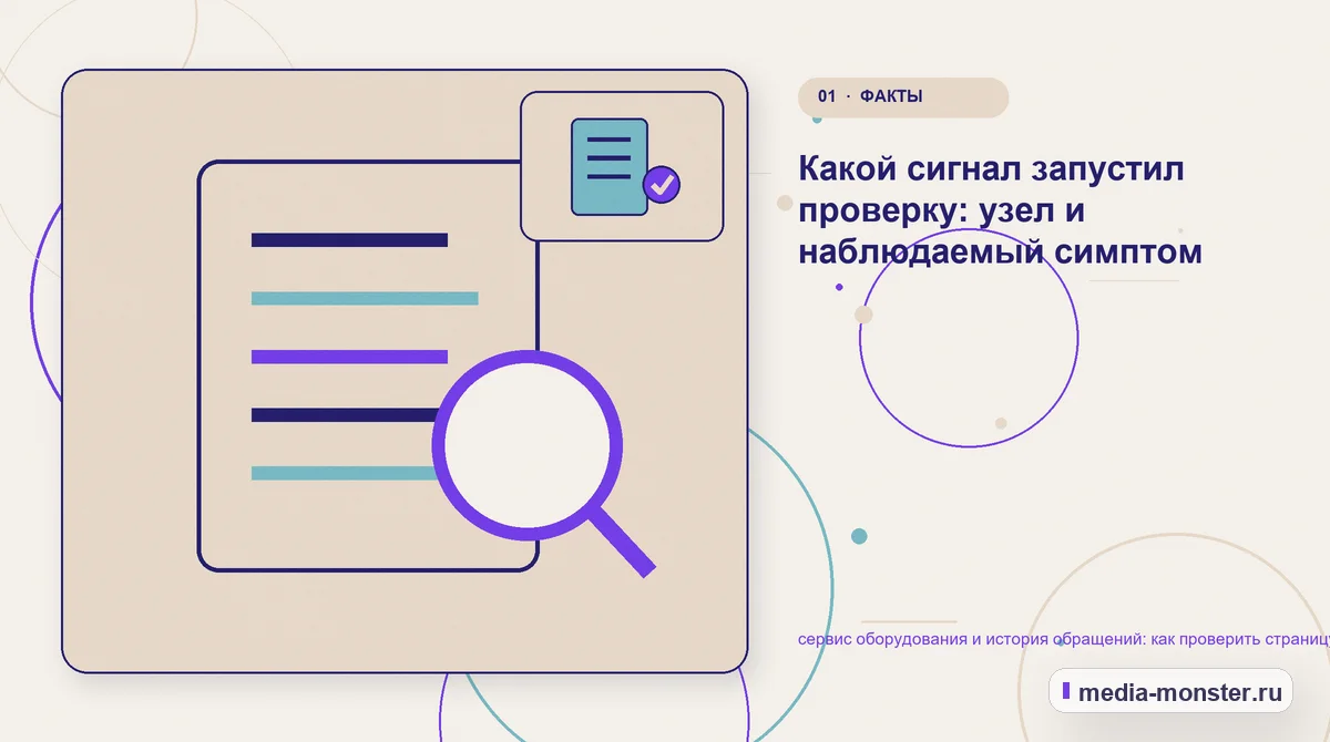 Ключевая тема материала. Какой сигнал запустил проверку: узел и наблюдаемый симптом: иллюстрация к статье «сервис оборудования и история обращений: как проверить страницу, контент и…