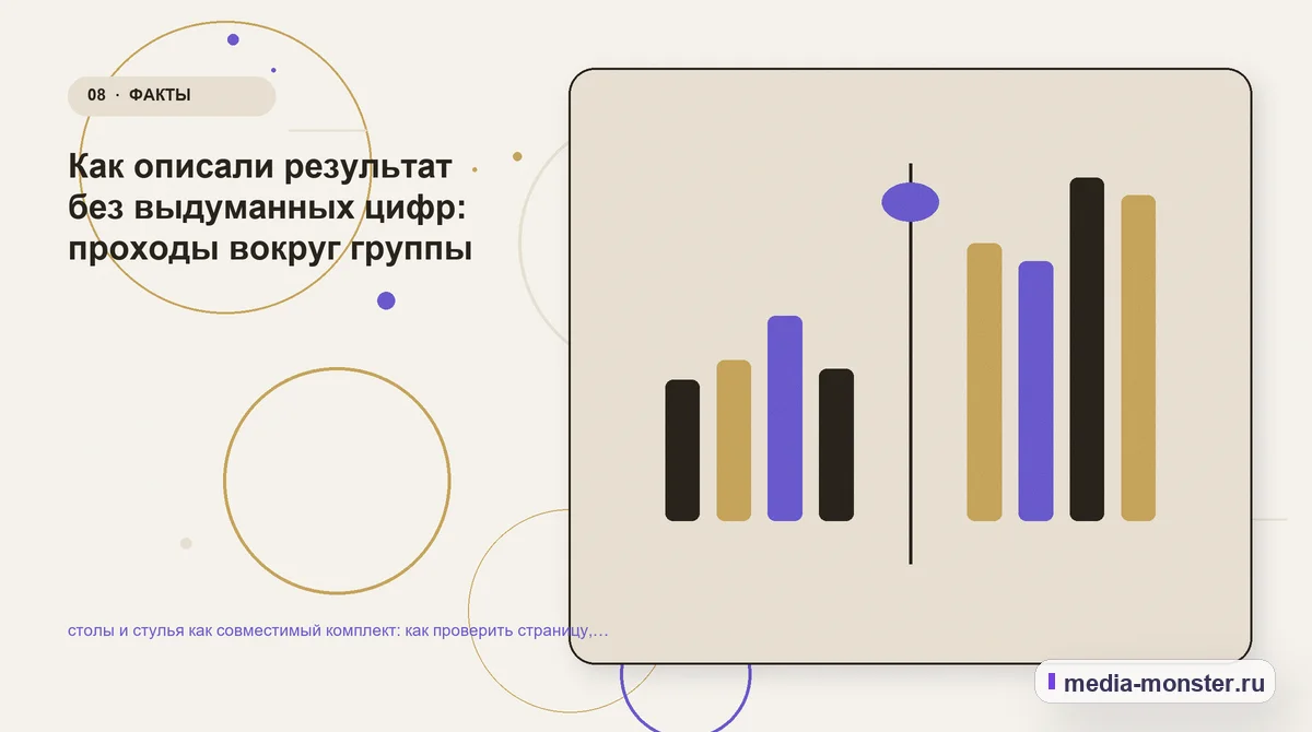 Изображение 8: Сравнение вариантов — столы и стулья как совместимый комплект: как проверить страницу, контент и маршрут обращения | Media Monster Сравнение вариантов. Как описали результат без выдуманных цифр: проходы вокруг группы: иллюстрация к статье «столы и стулья как совместимый комплект: как проверить страницу, контент и…