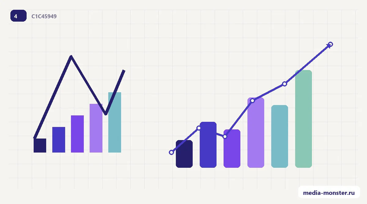 Динамика трафика и заявок — Кровля и фасады: фирменная абстрактная иллюстрация Media Monster