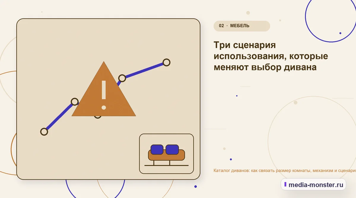 Изображение 2: Проблема и точка потери — Каталог диванов: как связать размер комнаты, механизм и сценарий использования | Media Monster Проблема и точка потери. Три сценария использования, которые меняют выбор дивана: иллюстрация к статье «Каталог диванов: как связать размер комнаты, механизм и сценарий использования»