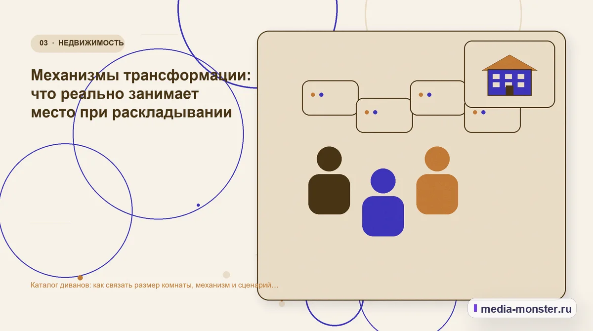 Изображение 3: Аудитория и сценарий выбора — Каталог диванов: как связать размер комнаты, механизм и сценарий использования | Media Monster Аудитория и сценарий выбора. Механизмы трансформации: что реально занимает место при раскладывании: иллюстрация к статье «Каталог диванов: как связать размер комнаты, механизм и сценарий…