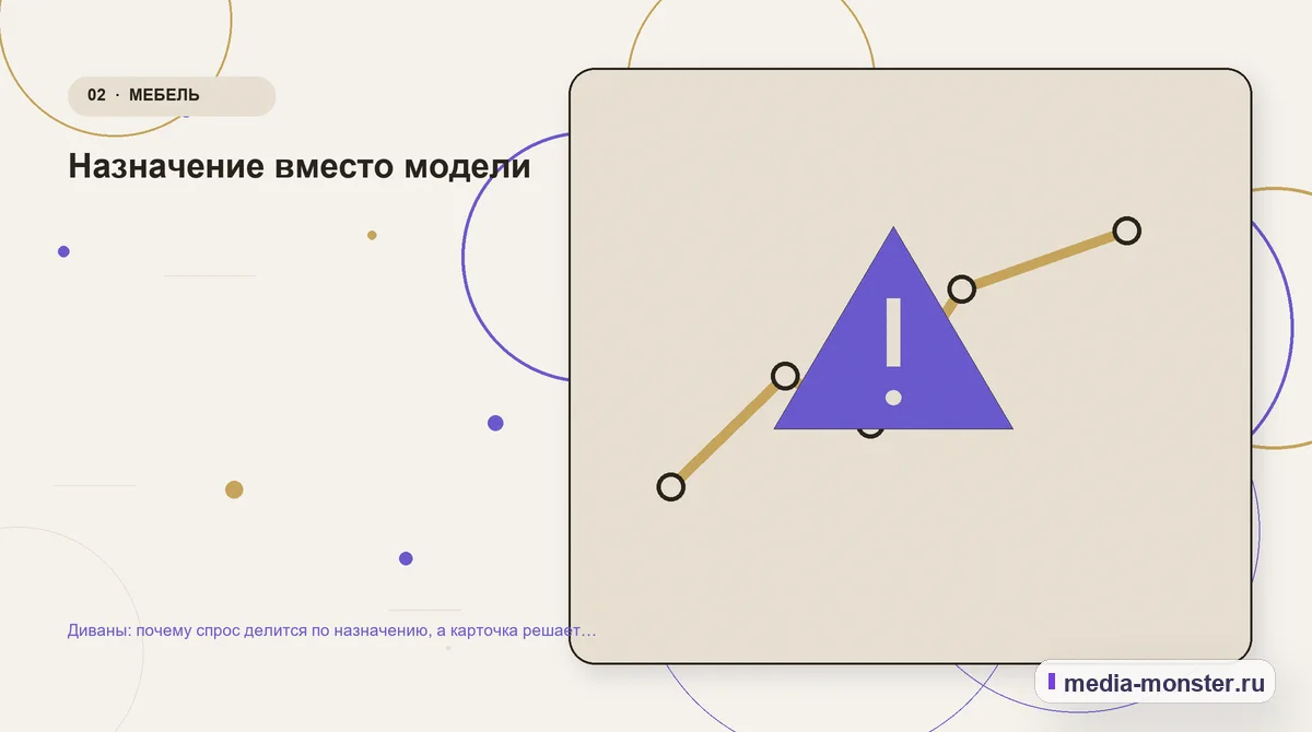 Диваны: почему спрос делится по назначению, а карточка решает больше каталога — иллюстрация к разделу «Назначение вместо модели»