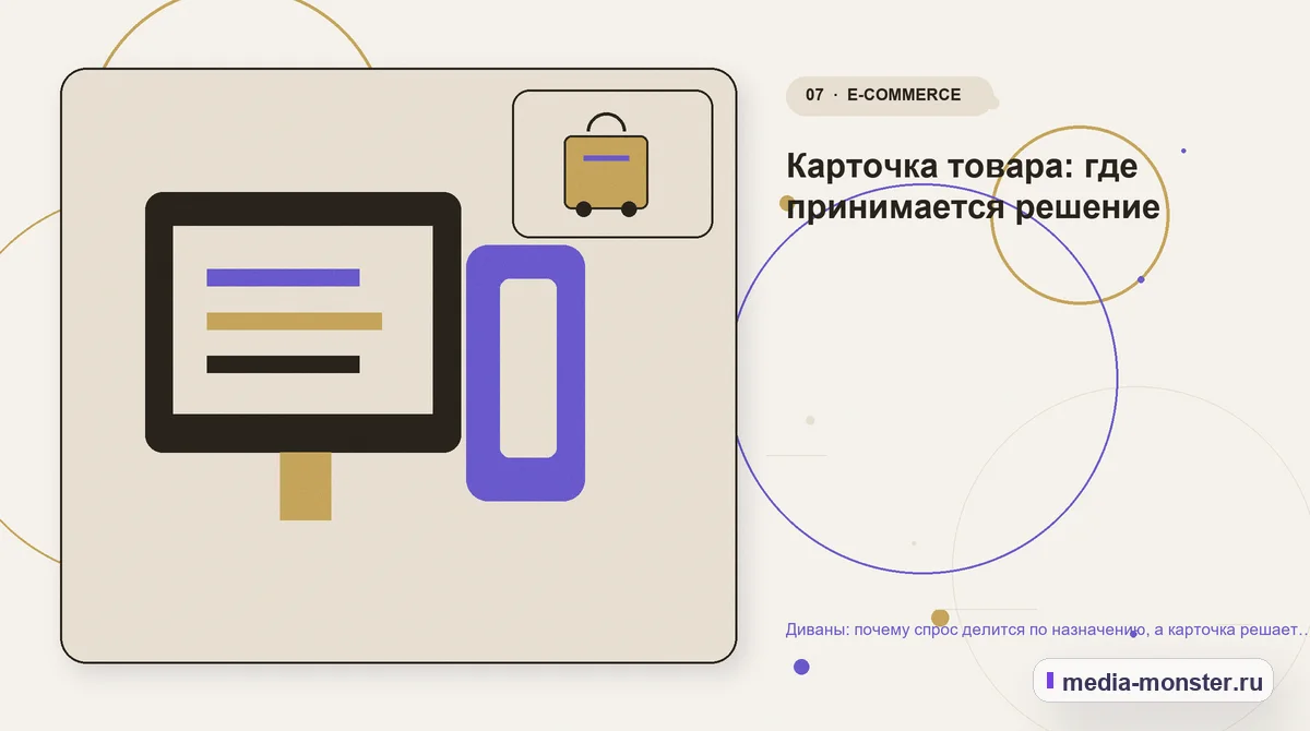 Каналы и точки контакта. Карточка товара: где принимается решение: иллюстрация к статье «Диваны: почему спрос делится по назначению, а карточка решает больше каталога»