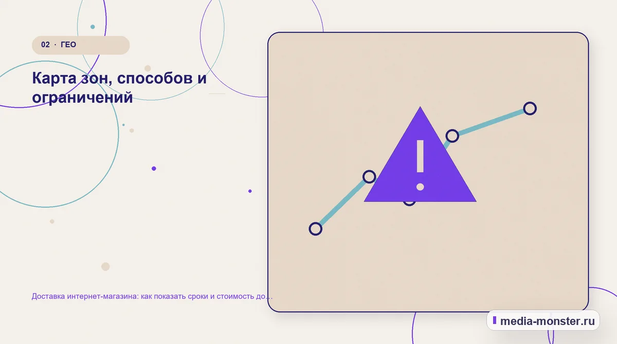 Изображение 2: Проблема и точка потери — Доставка интернет-магазина: как показать сроки и стоимость до оформления заказа | Media Monster Проблема и точка потери. Карта зон, способов и ограничений: иллюстрация к статье «Доставка интернет-магазина: как показать сроки и стоимость до оформления заказа»