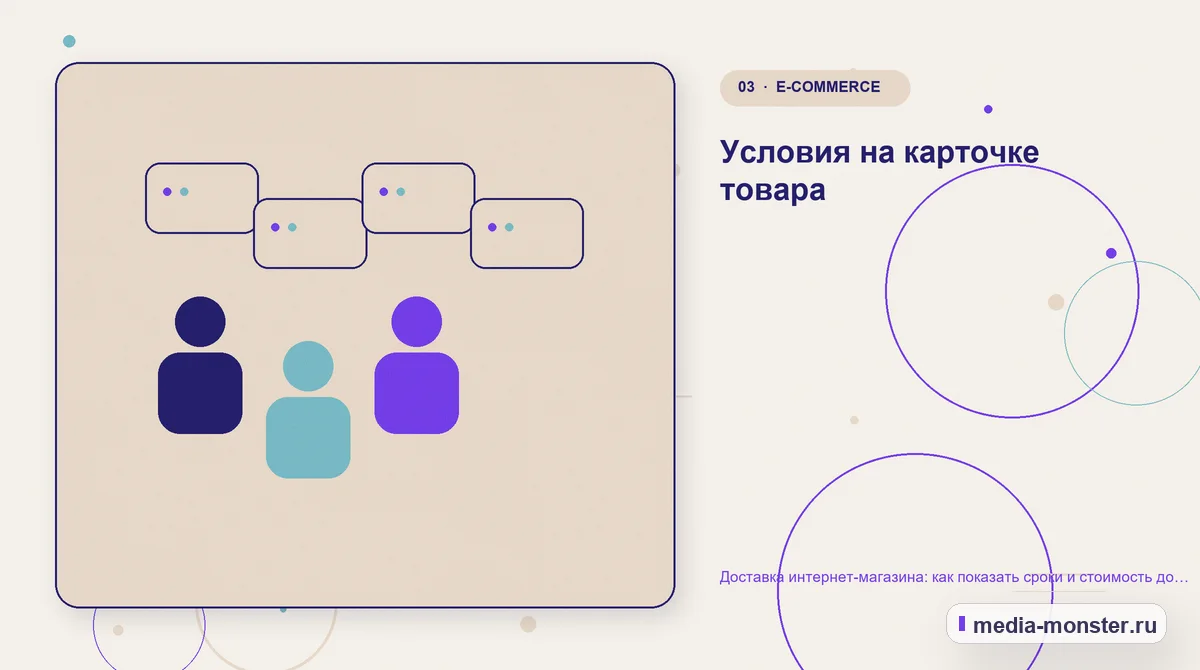 Изображение 3: Аудитория и сценарий выбора — Доставка интернет-магазина: как показать сроки и стоимость до оформления заказа | Media Monster Аудитория и сценарий выбора. Условия на карточке товара: иллюстрация к статье «Доставка интернет-магазина: как показать сроки и стоимость до оформления заказа»