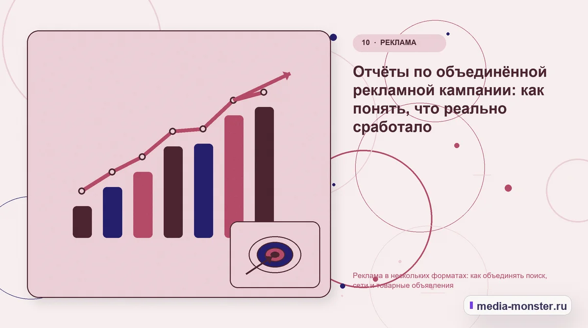 Изображение 10: Итог и следующий шаг — Реклама в нескольких форматах: как объединять поиск, сети и товарные объявления | Media Monster Итог и следующий шаг. Отчёты по объединённой рекламной кампании: как понять, что реально сработало: иллюстрация к статье «Реклама в нескольких форматах: как объединять поиск, сети и…