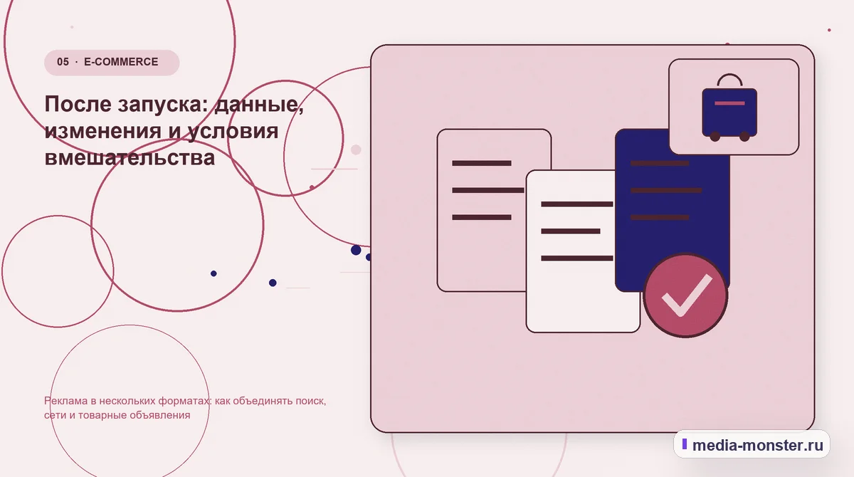 Изображение 5: Данные и доказательства — Реклама в нескольких форматах: как объединять поиск, сети и товарные объявления | Media Monster Данные и доказательства. После запуска: данные, изменения и условия вмешательства: иллюстрация к статье «Реклама в нескольких форматах: как объединять поиск, сети и товарные объявления»
