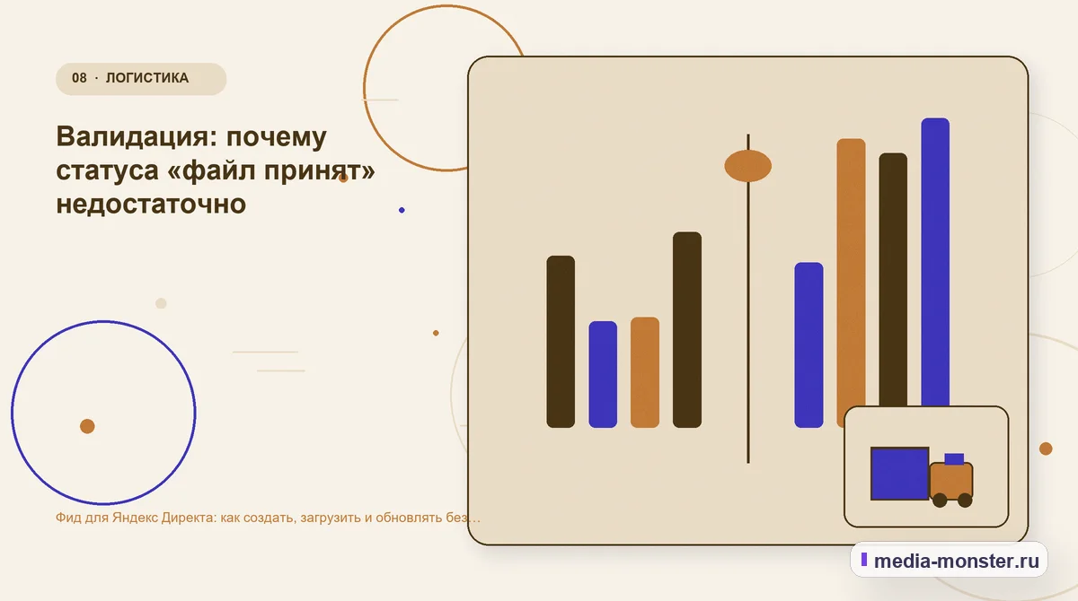 Сравнение вариантов. Валидация: почему статуса «файл принят» недостаточно: иллюстрация к статье «Фид для Яндекс Директа: как создать, загрузить и обновлять без ручных ошибок»