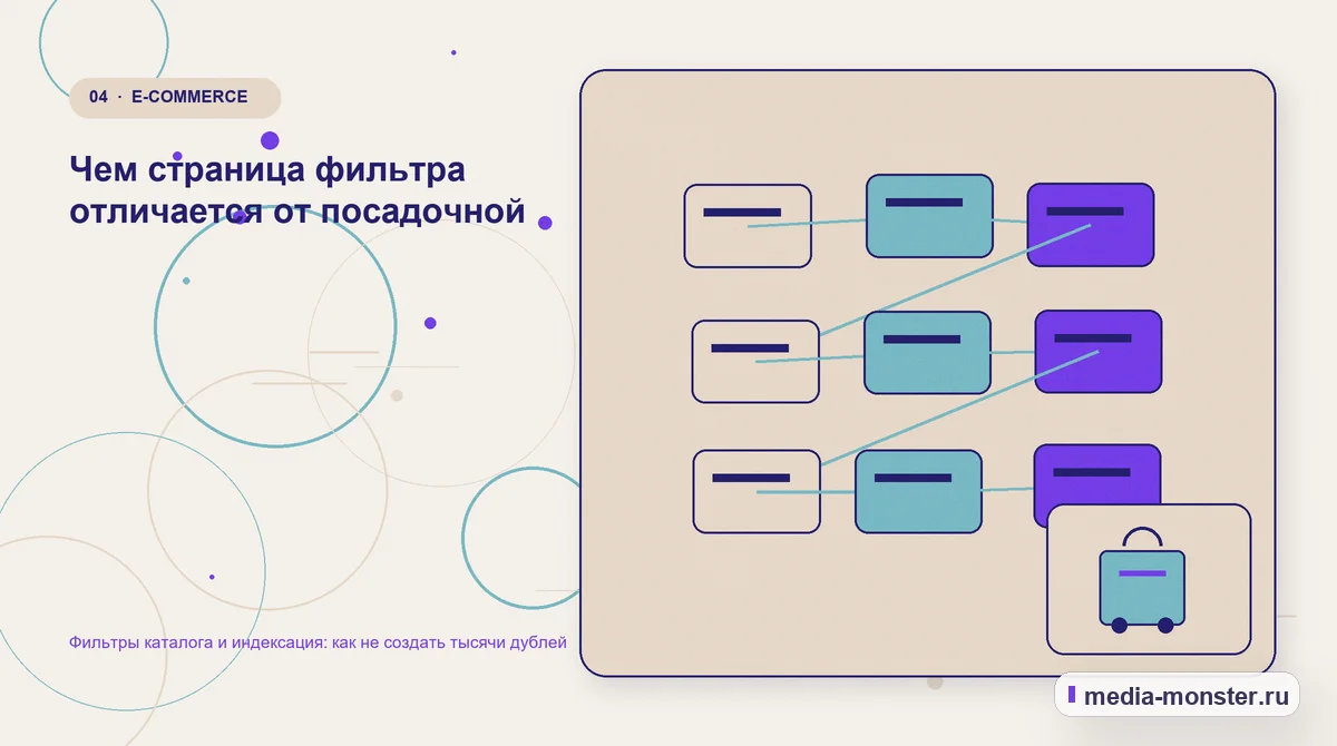 Изображение 4: Структура решения — Фильтры каталога и индексация: как не создать тысячи дублей | Media Monster Структура решения. Чем страница фильтра отличается от посадочной: иллюстрация к статье «Фильтры каталога и индексация: как не создать тысячи дублей»