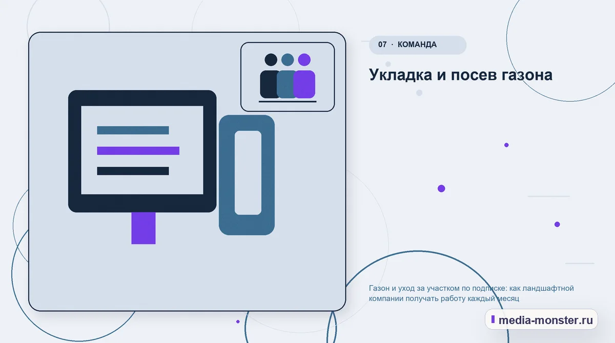 Каналы и точки контакта. Укладка и посев газона: иллюстрация к статье «Газон и уход за участком по подписке: как ландшафтной компании получать работу каждый месяц»