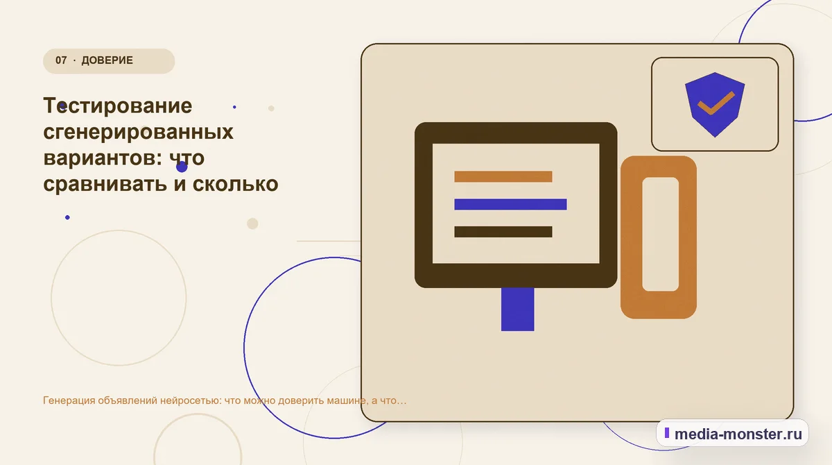 Каналы и точки контакта. Тестирование сгенерированных вариантов: что сравнивать и сколько ждать: иллюстрация к статье «Генерация объявлений нейросетью: что можно доверить машине, а что…
