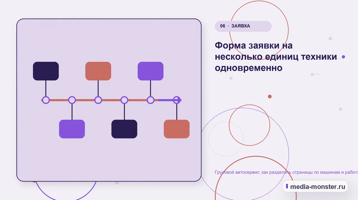 Грузовой автосервис: как разделить страницы по машинам и работам для владельцев парка — иллюстрация к разделу «Форма заявки на несколько единиц техники одновременно»