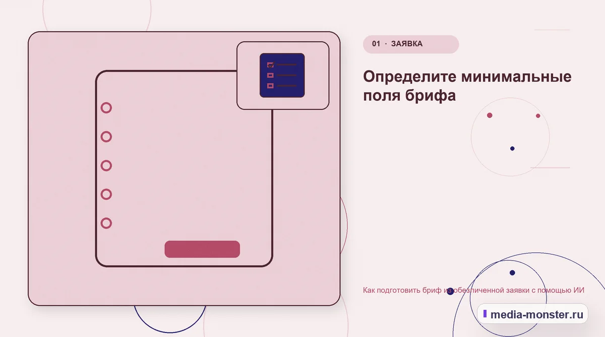 Ключевая тема материала. Определите минимальные поля брифа: иллюстрация к статье «Как подготовить бриф из обезличенной заявки с помощью ИИ»