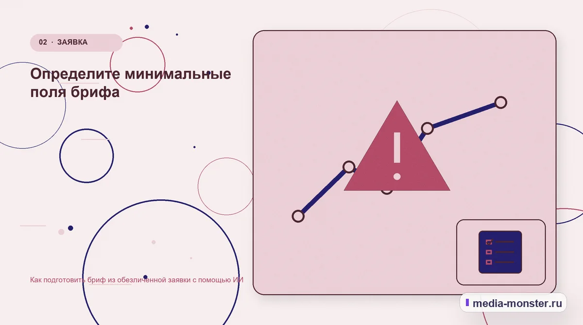 Проблема и точка потери. Определите минимальные поля брифа: иллюстрация к статье «Как подготовить бриф из обезличенной заявки с помощью ИИ»