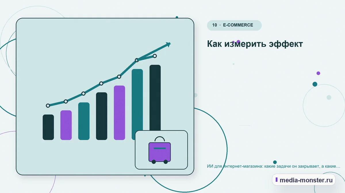 Итог и следующий шаг. Как измерить эффект: иллюстрация к статье «ИИ для интернет-магазина: какие задачи он закрывает, а какие только портит»