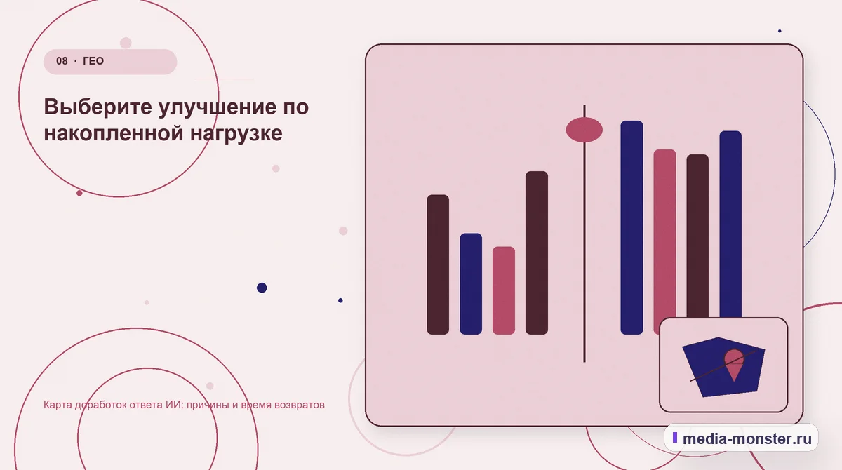 Изображение 8: Сравнение вариантов — Карта доработок ответа ИИ: причины и время возвратов | Media Monster Сравнение вариантов. Выберите улучшение по накопленной нагрузке: иллюстрация к статье «Карта доработок ответа ИИ: причины и время возвратов»