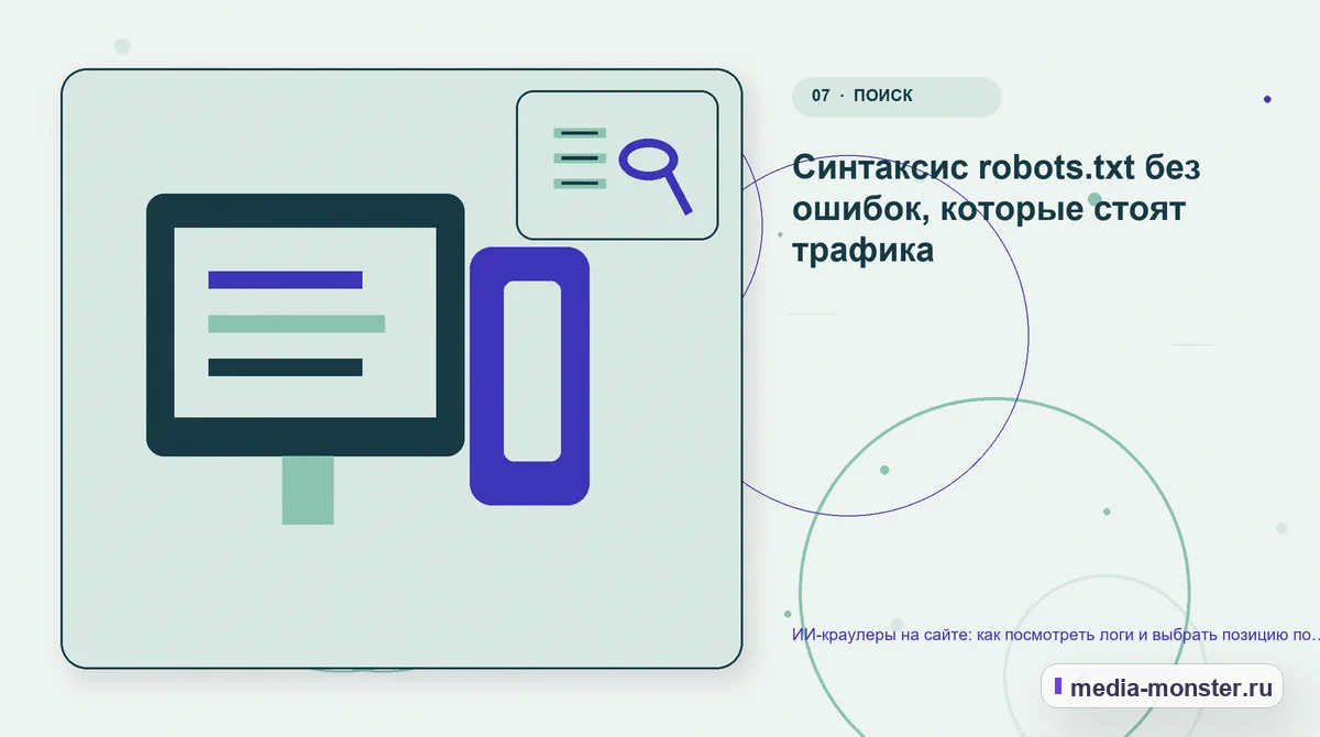 Изображение 7: Каналы и точки контакта — ИИ-краулеры на сайте: как посмотреть логи и выбрать позицию по доступу | Media Monster Каналы и точки контакта. Синтаксис robots.txt без ошибок, которые стоят трафика: иллюстрация к статье «ИИ-краулеры на сайте: как посмотреть логи и выбрать позицию по доступу»