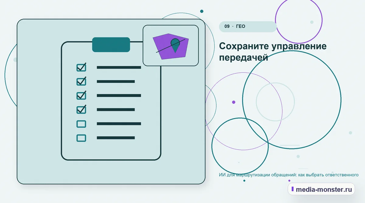 Изображение 9: Контрольные показатели — ИИ для маршрутизации обращений: как выбрать ответственного | Media Monster Контрольные показатели. Сохраните управление передачей: иллюстрация к статье «ИИ для маршрутизации обращений: как выбрать ответственного»