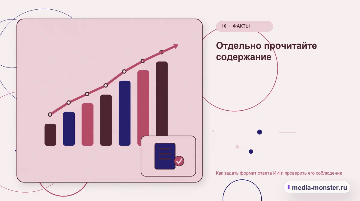 Итог и следующий шаг. Отдельно прочитайте содержание: иллюстрация к статье «Как задать формат ответа ИИ и проверить его соблюдение»