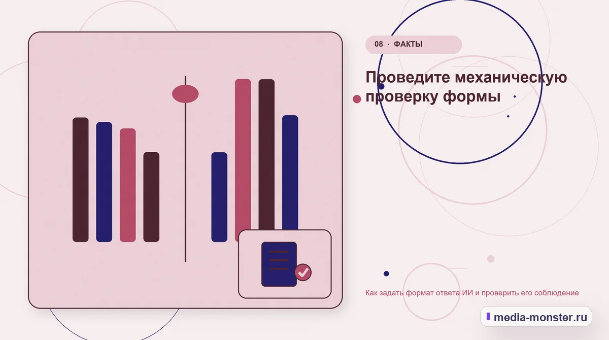 Сравнение вариантов. Проведите механическую проверку формы: иллюстрация к статье «Как задать формат ответа ИИ и проверить его соблюдение»