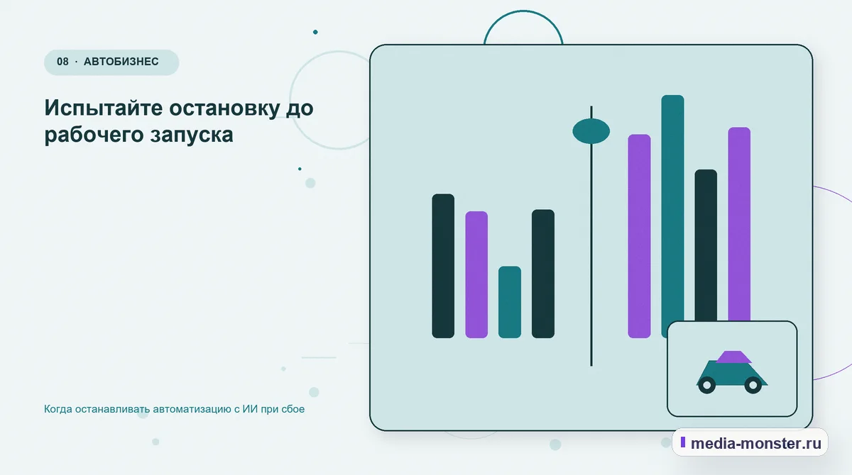 Изображение 8: Сравнение вариантов — Когда останавливать автоматизацию с ИИ при сбое | Media Monster Сравнение вариантов. Испытайте остановку до рабочего запуска: иллюстрация к статье «Когда останавливать автоматизацию с ИИ при сбое»