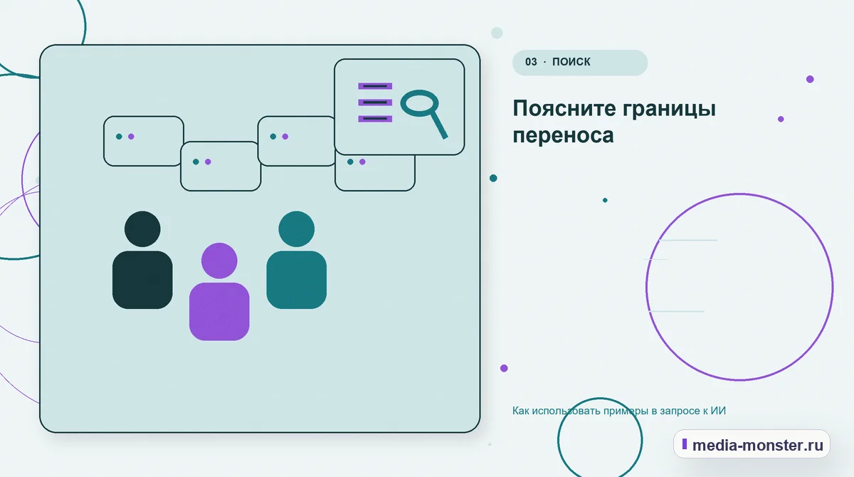Аудитория и сценарий выбора. Поясните границы переноса: иллюстрация к статье «Как использовать примеры в запросе к ИИ»
