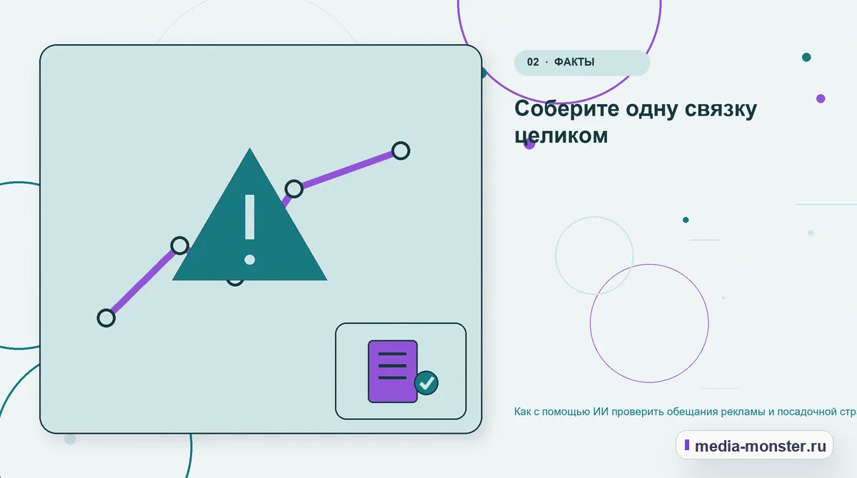 Изображение 2: Проблема и точка потери — Как с помощью ИИ проверить обещания рекламы и посадочной страницы | Media Monster Проблема и точка потери. Соберите одну связку целиком: иллюстрация к статье «Как с помощью ИИ проверить обещания рекламы и посадочной страницы»