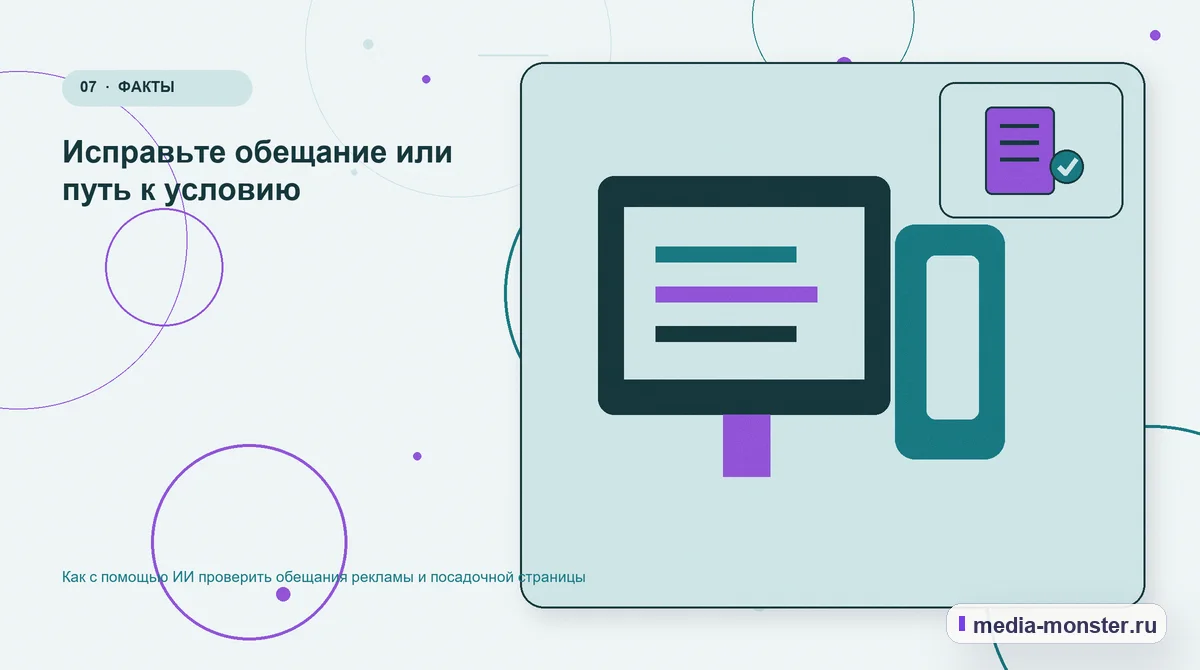 Каналы и точки контакта. Исправьте обещание или путь к условию: иллюстрация к статье «Как с помощью ИИ проверить обещания рекламы и посадочной страницы»