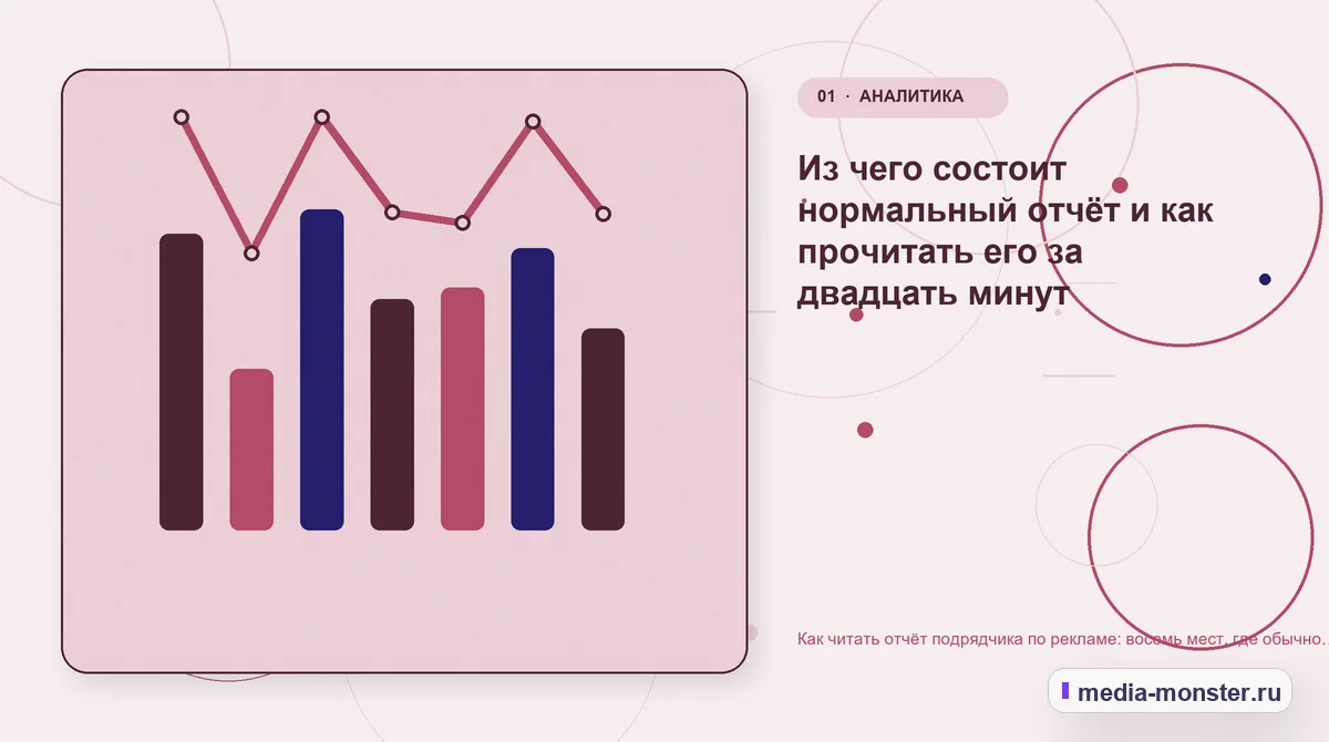 Как читать отчёт подрядчика по рекламе: восемь мест, где обычно прячут проблемы — иллюстрация к разделу «Из чего состоит нормальный отчёт и как прочитать его за двадцать минут»